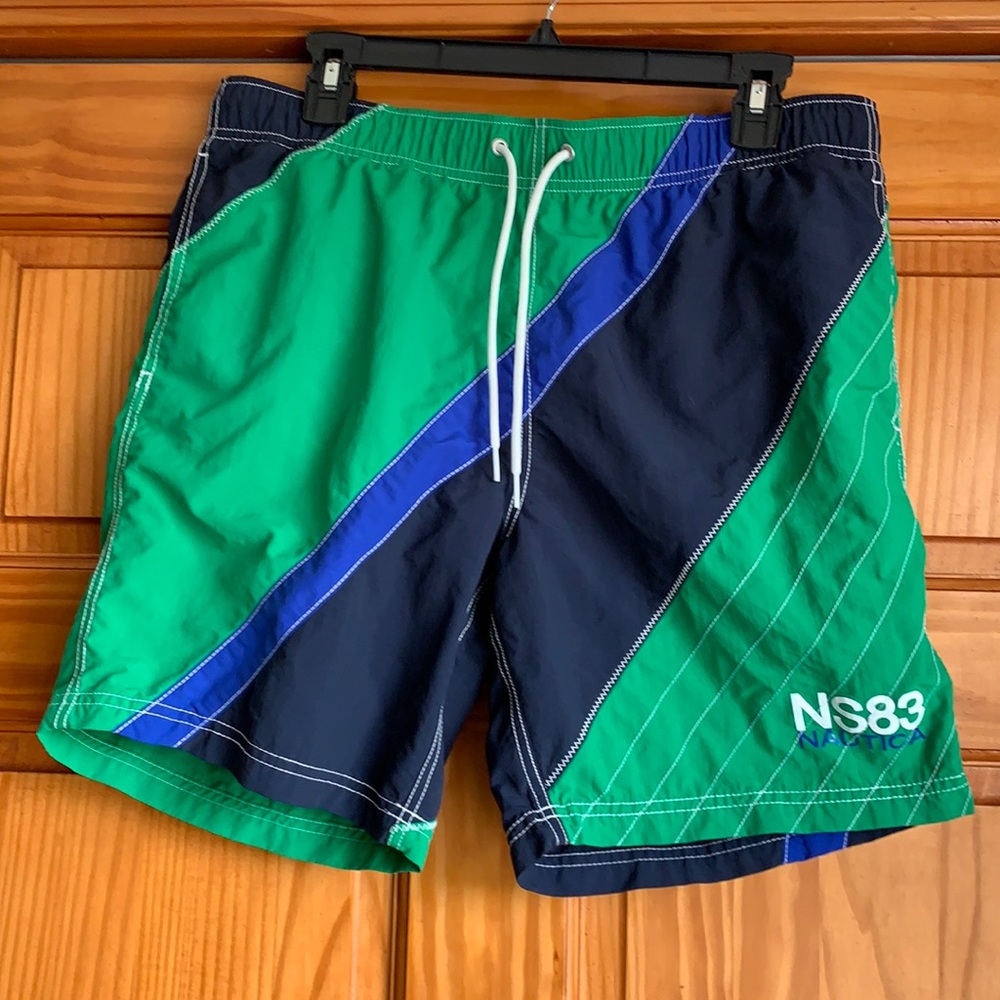 Nautica Men’s M Navy, Blue, Green Swim Trunks